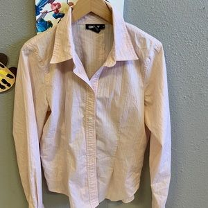 DKNY Fitted Blouse Pink with black 14